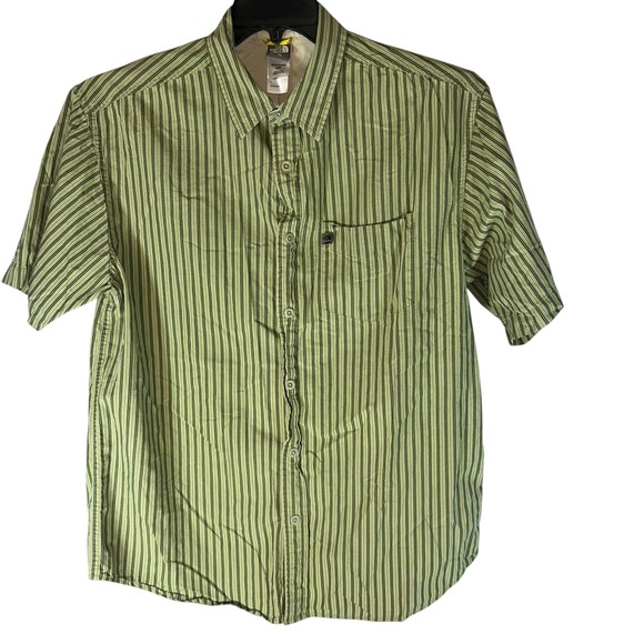 The North Face L/G Green Stripe Short Sleeve Button Up Shirt Men's A5 Series - Picture 3 of 9
